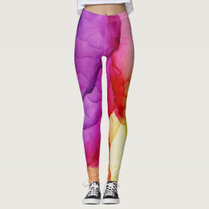 Abstraktes, trendiges, gelbes Violett Leggings