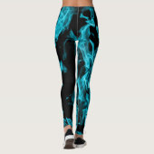 Abstraktes Trendy modernes auf Feuer-Aqua-Flammen Leggings (Rückseite)