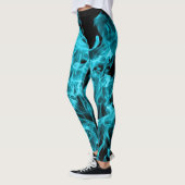 Abstraktes Trendy modernes auf Feuer-Aqua-Flammen Leggings (Links)