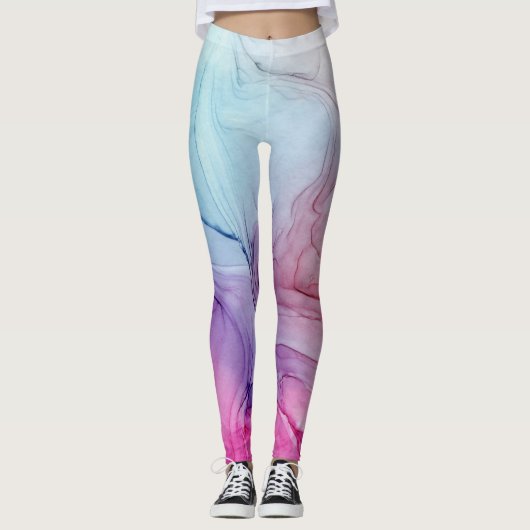 Abstraktes Trendy Violet Blau Lila Leggings (Vorderseite)