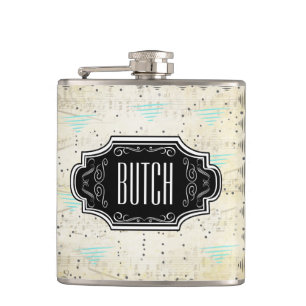 Abstraktes Triangle Black and Tan Hipster Pattern Flachmann