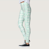 Abstraktes Triangle Minengrün Aqua Gray Muster Leggings (Links)