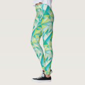 Abstraktes Triangle Mini Blue Aqua Gelbes Muster Leggings (Links)