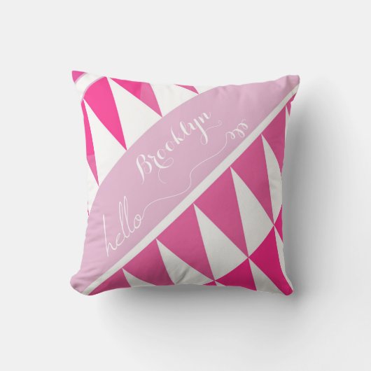 Abstraktes Triangle Pink Pinkan Lavendel Pattern Kissen (Vorderseite)