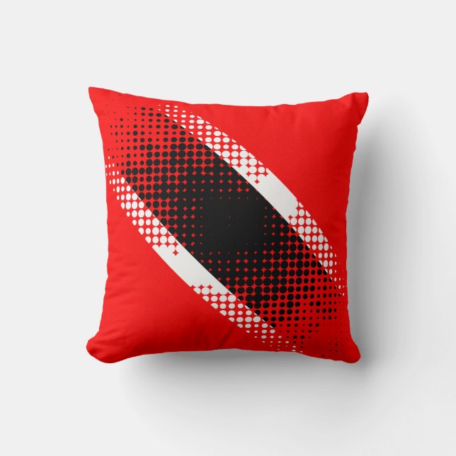 Abstraktes Trinidad & Tobago Dot Pattern auf RED Kissen (Vorderseite)
