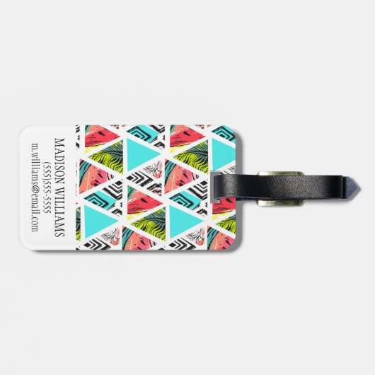 Abstraktes Tropenmuster Gepäckanhänger (Rückseite horizontal)