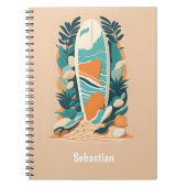 Abstraktes Tropical Beach Surfboard Teejournal Notizblock (Vorderseite)
