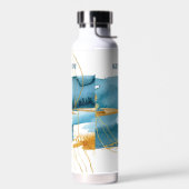 Abstraktes Tropical Blue & Gold Art Trinkflasche (Links)