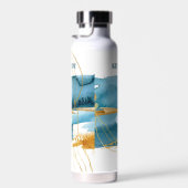 Abstraktes Tropical Blue & Gold Art Trinkflasche (Rechts)