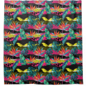 Abstraktes tropisches Beschaffenheits-Neonmuster Duschvorhang (Vorderseite)