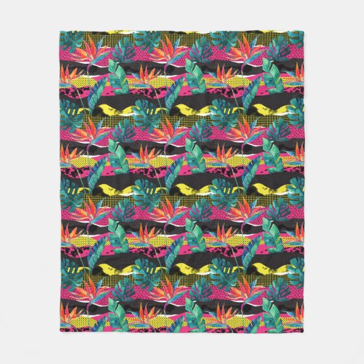 Abstraktes tropisches Beschaffenheits-Neonmuster Fleecedecke (Vorderseite)