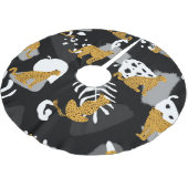 Abstraktes tropisches Blätter Leopard-Muster Polyester Weihnachtsbaumdecke (Schrägansicht)