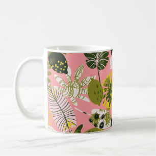 Abstraktes tropisches farbenfrohes Blätter-Muster Kaffeetasse