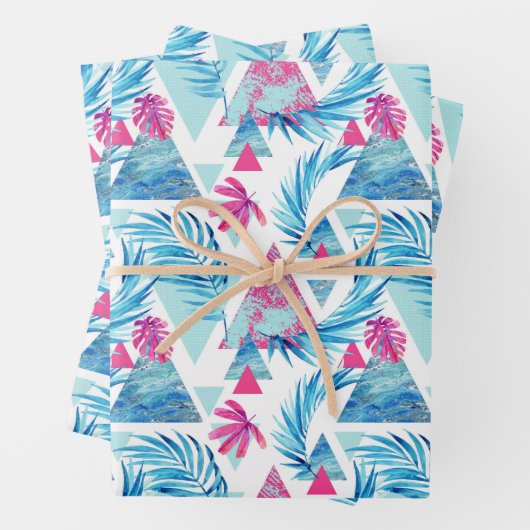 Abstraktes tropisches Leaf-Muster Geschenkpapier Set (Beispiel)