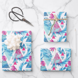Abstraktes tropisches Leaf-Muster Geschenkpapier Set