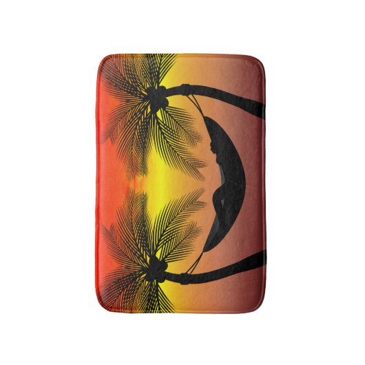 Abstraktes tropisches Leben | Hammock-Silhouette Badematte (Vorderseite Vertikal)