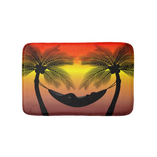 Abstraktes tropisches Leben | Hammock-Silhouette Badematte (Vorderseite)