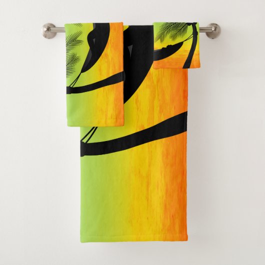 Abstraktes tropisches Leben | Hammock-Silhouette Badhandtuch Set (Insitu)
