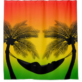 Abstraktes tropisches Leben | Hammock-Silhouette Duschvorhang (Vorderseite)