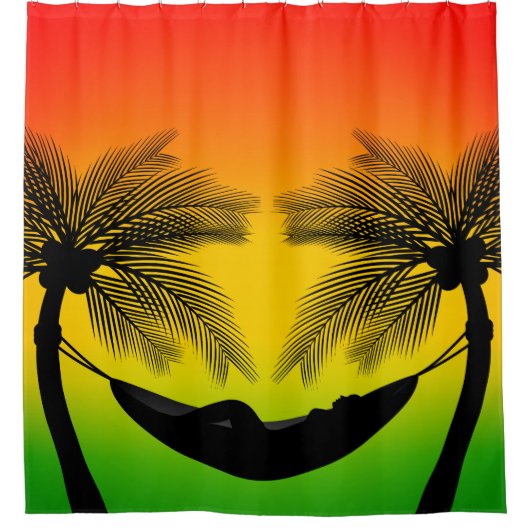 Abstraktes tropisches Leben | Hammock-Silhouette Duschvorhang (Vorderseite)