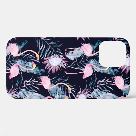Abstraktes tropisches Muster mit Flamingo, Protea, Case-Mate iPhone Hülle (Rückseite (Horizontal))