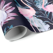Abstraktes tropisches Muster mit Flamingo, Protea, Geschenkpapier (Rolleneckpunkt)