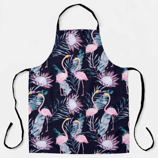 Abstraktes tropisches Muster mit Flamingo, Protea, Schürze (Vorderseite)