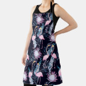 Abstraktes tropisches Muster mit Flamingo, Protea, Schürze (InSitu)