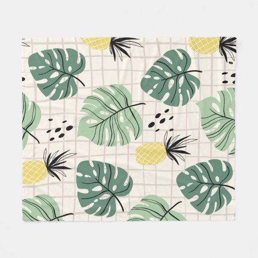 Abstraktes tropisches nahtloses Muster mit Palmblä Fleecedecke (Vorderseite (Horizontal))