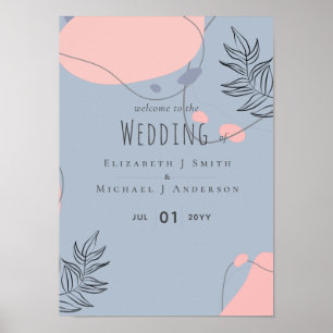 Abstraktes, trostloses BLAU Blush PINK Hochzeitbud Poster