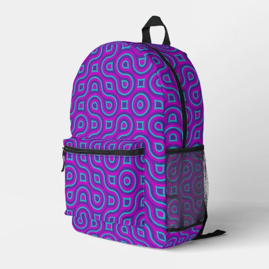 Abstraktes Truchet Muster Bedruckter Rucksack (Rückseitige Ecke Rechts)