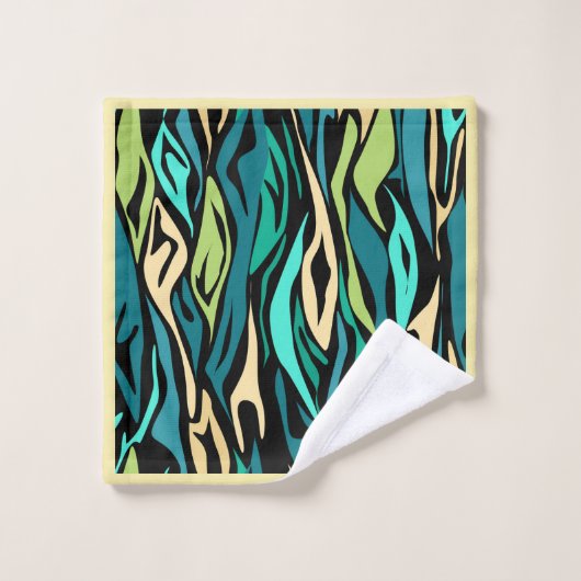 Abstraktes Türkis Badhandtuch Set (Waschlappen)