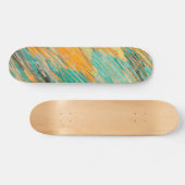 Abstraktes Türkis-Orange Texturiertes Skateboard D (Horizontal)