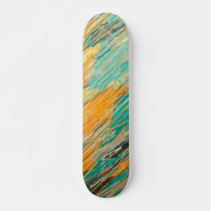 Abstraktes Türkis-Orange Texturiertes Skateboard D