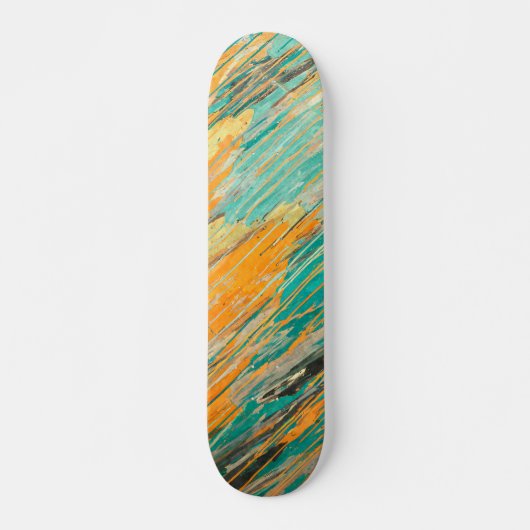 Abstraktes Türkis-Orange Texturiertes Skateboard D (Vorne)