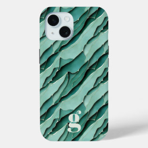 Abstraktes Türkis-Papier-Schnitt-Layer-Monogramm Case-Mate iPhone Hülle