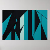 Abstraktes Türkis Türkis Schwarzes Design Poster (Vorne)