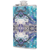 Abstraktes türkisblaues Design Flachmann (Links)