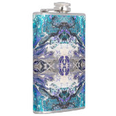 Abstraktes türkisblaues Design Flachmann (Rechts)