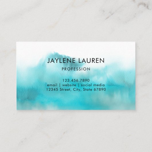 Abstraktes türkisfarbenes Blau Visitenkarte (Rückseite)