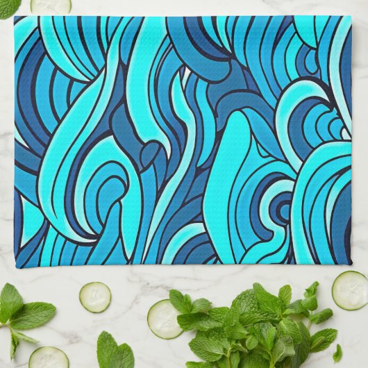 Abstraktes türkisfarbenes Meer | Geschirrtuch (Gefaltet)