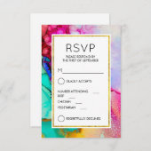 Abstraktes türkisfarbenes UAWG RSVP Karte (Vorne/Hinten)