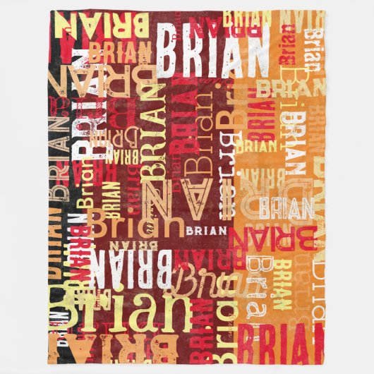 Abstraktes Typografie-Muster Fleecedecke (Vorderseite)