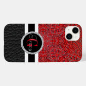 Abstraktes und schwarzes Glattleder und Monogram Case-Mate iPhone Hülle (Rückseite (Horizontal))