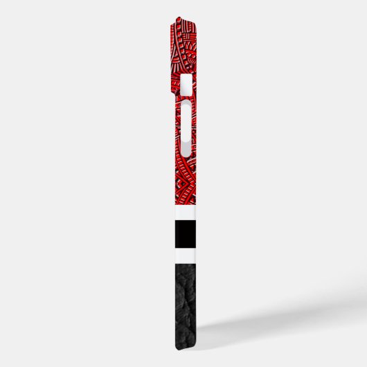 Abstraktes und schwarzes Glattleder und Monogram Case-Mate iPhone Hülle (Rückseite / Links)