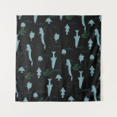 Abstraktes Unterwassermuster mit Fischen und Algen Wandteppich (Vorderseite (Horizontal))