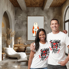 Abstraktes urbanes Gesicht - kühne Kunst in Rot un T-Shirt