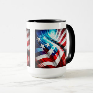 Abstraktes USA-Flagge-Klassik-Mug, 15 oz  Kaffeeta Tasse