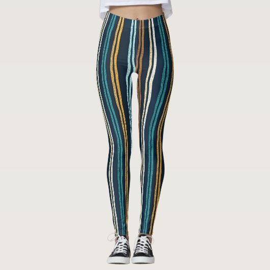 Abstraktes Vertikale Linien Muster Leggings (Vorderseite)