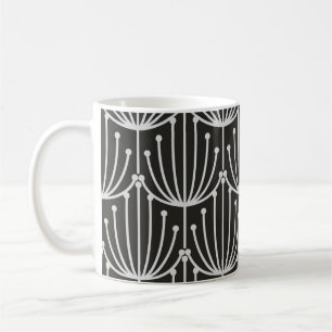 Abstraktes Vintage-Blumenmuster in Schwarz-Weiß-Mu Kaffeetasse